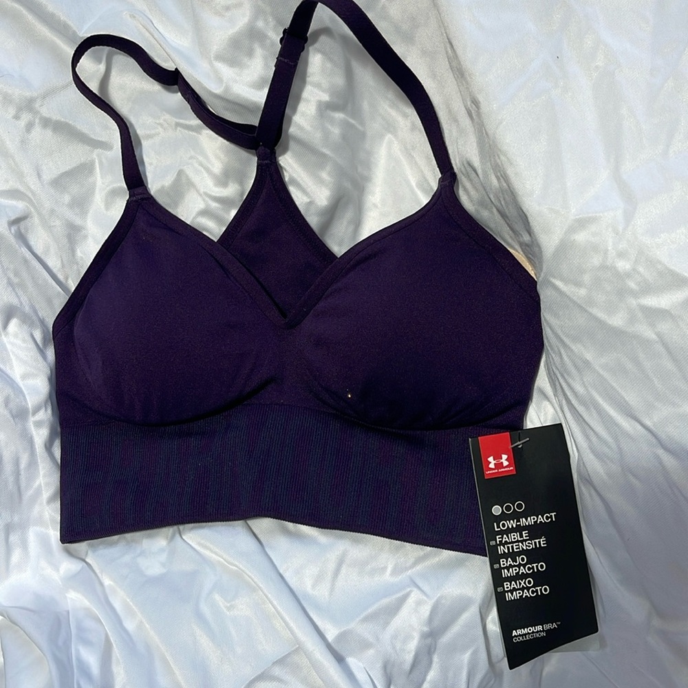 Under Armour XS Sports Bra Purple and Gray NWT